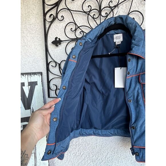 BDG Effie Trucker Jacket - Size Small - Blue/ Orange - Picture 8 of 11